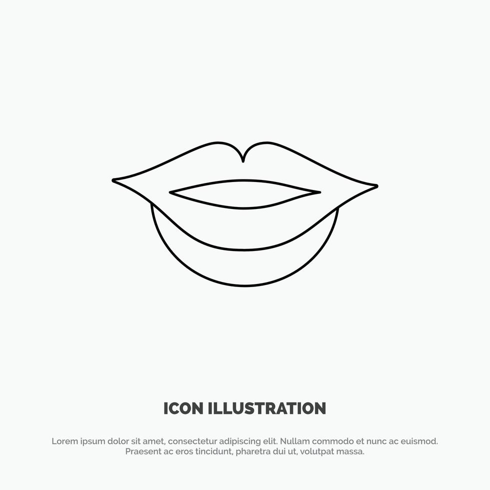 Lips Girl Vector Line Icon