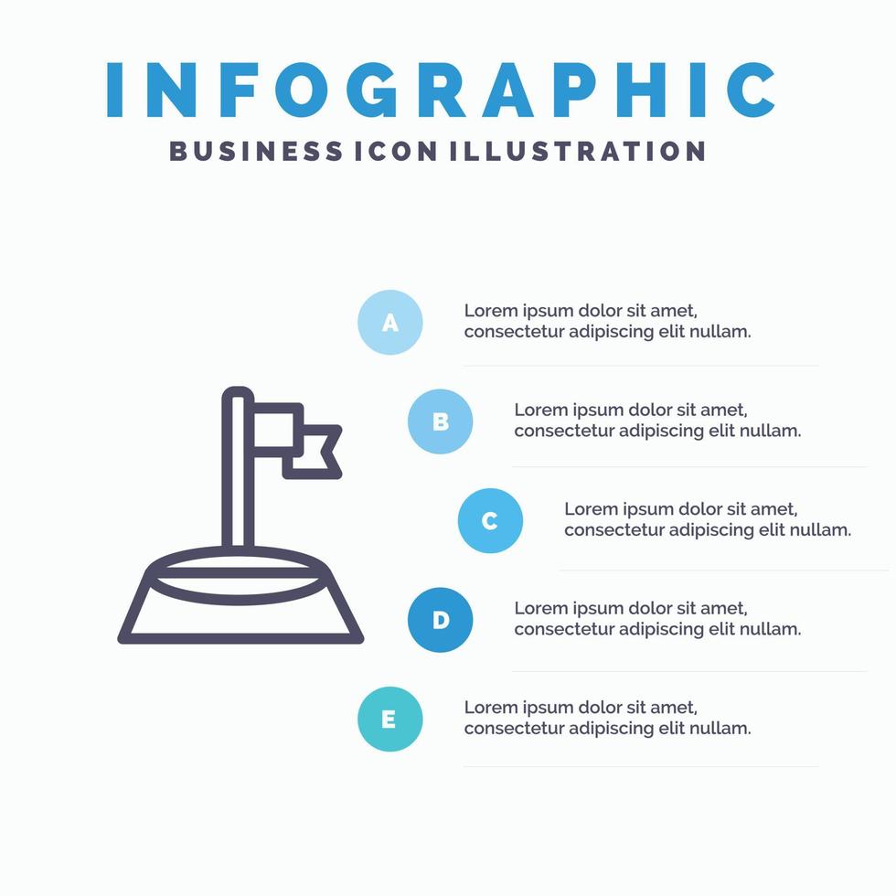 Corner Flag Golf Sport Line icon with 5 steps presentation infographics Background vector