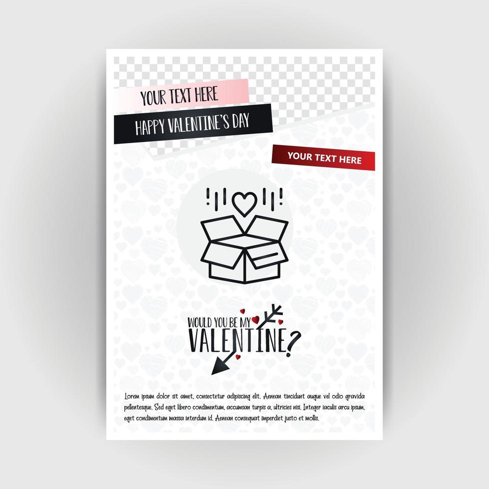 Valentines Day Love Poster Template Place for Images and text vector illustration
