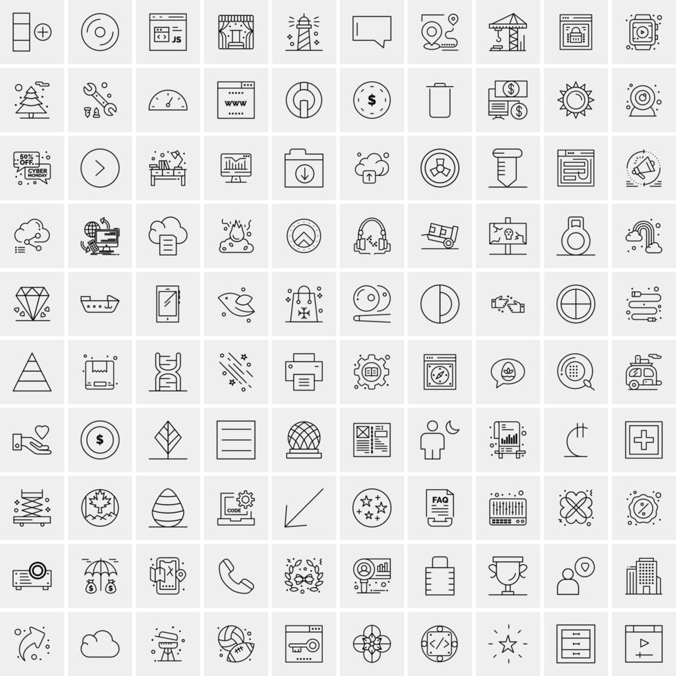 conjunto de 100 iconos de línea de negocios creativos vector