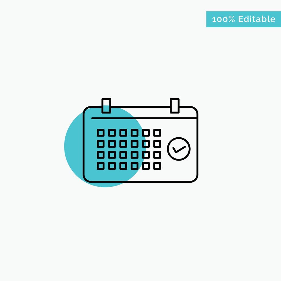 Calendar Date Month Year Time turquoise highlight circle point Vector icon