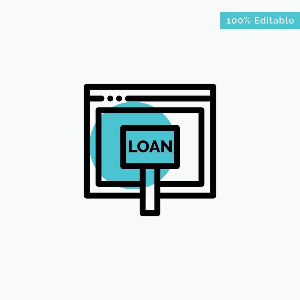 Credit Internet Loan Money Online turquoise highlight circle point Vector icon