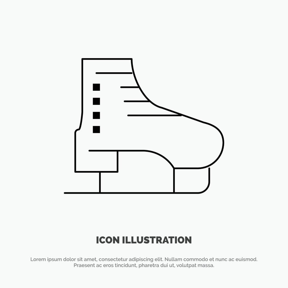 bota patines de hielo patines línea de patinaje icono vector