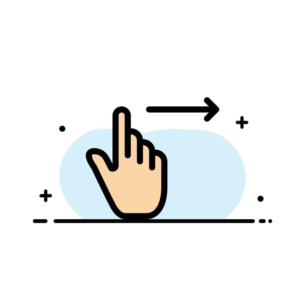 gestos con los dedos deslizar hacia la derecha deslizar el dedo línea plana de negocios icono lleno plantilla de banner vectorial vector