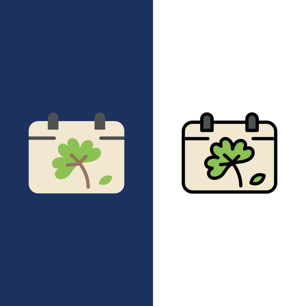 Calendar Flower Day Spring Icons Flat and Line Filled Icon Set Vector