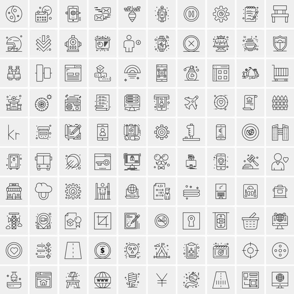 conjunto de 100 iconos de línea de negocios creativos vector