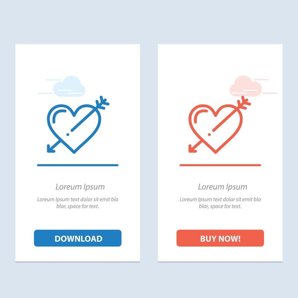 Heart Arrow Holidays Love Valentine  Blue and Red Download and Buy Now web Widget Card Template vector