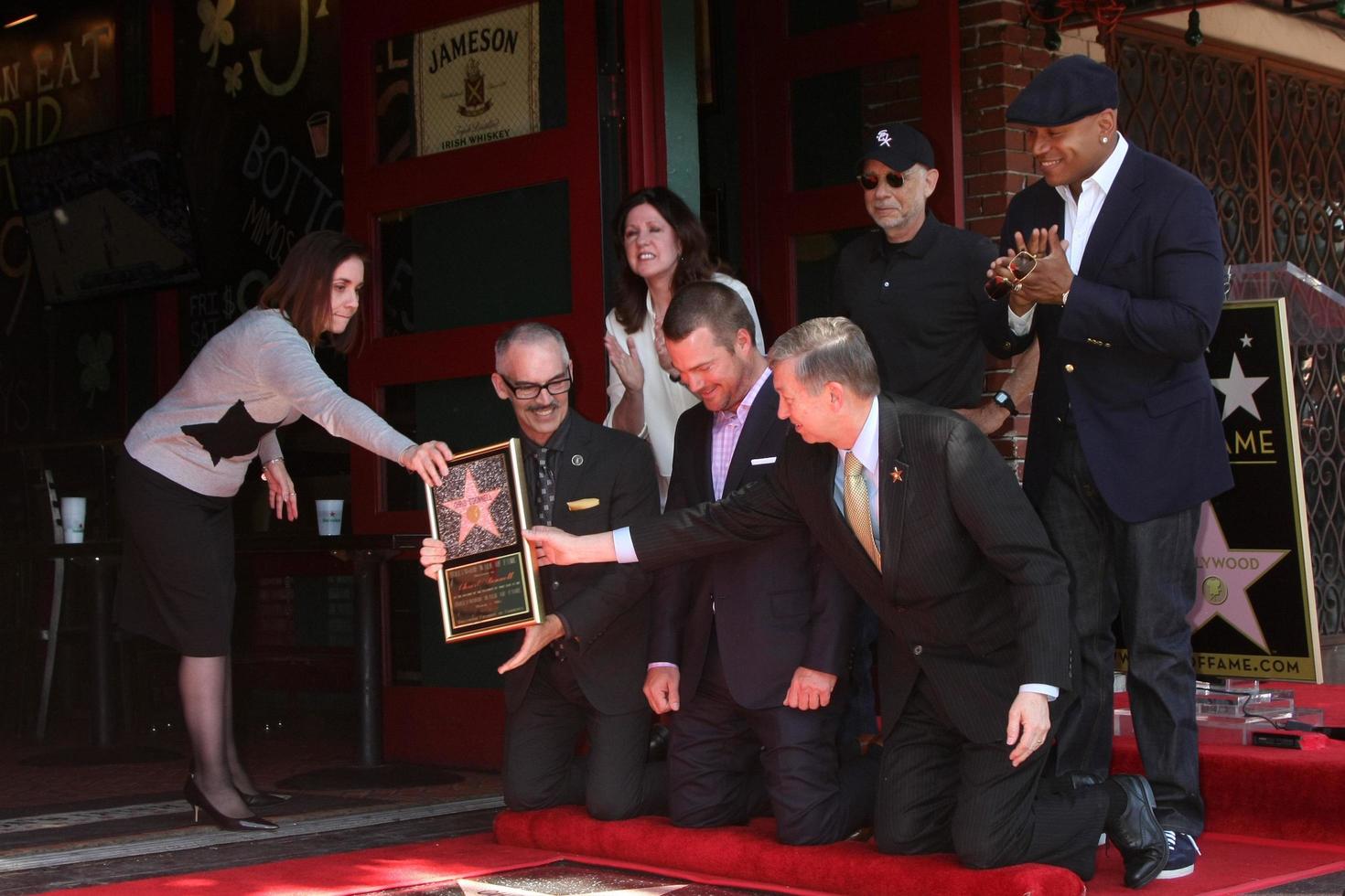 LOS ANGELES, MAR 5 - Chamber Official, Mitch O Farrell, Paul Brinkman, LL Cool J, Chris O Donnell, Leron Gubler at the Chris O Donnell Hollywood Walk of Fame Star Ceremony at the Hollywood Blvd on March 5, 2015 in Los Angeles, CA photo