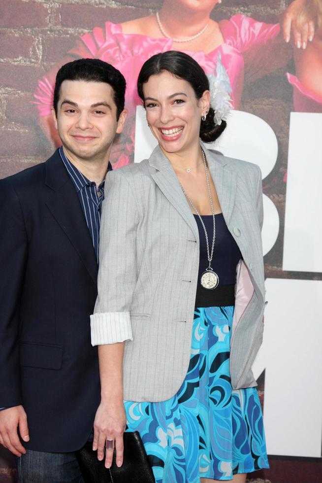 LOS ANGELES, APR 27 - Samm Levine and date arriving at the Bridesmaids Premiere at Village Theater on April 27, 2011 in Westwood, CA photo