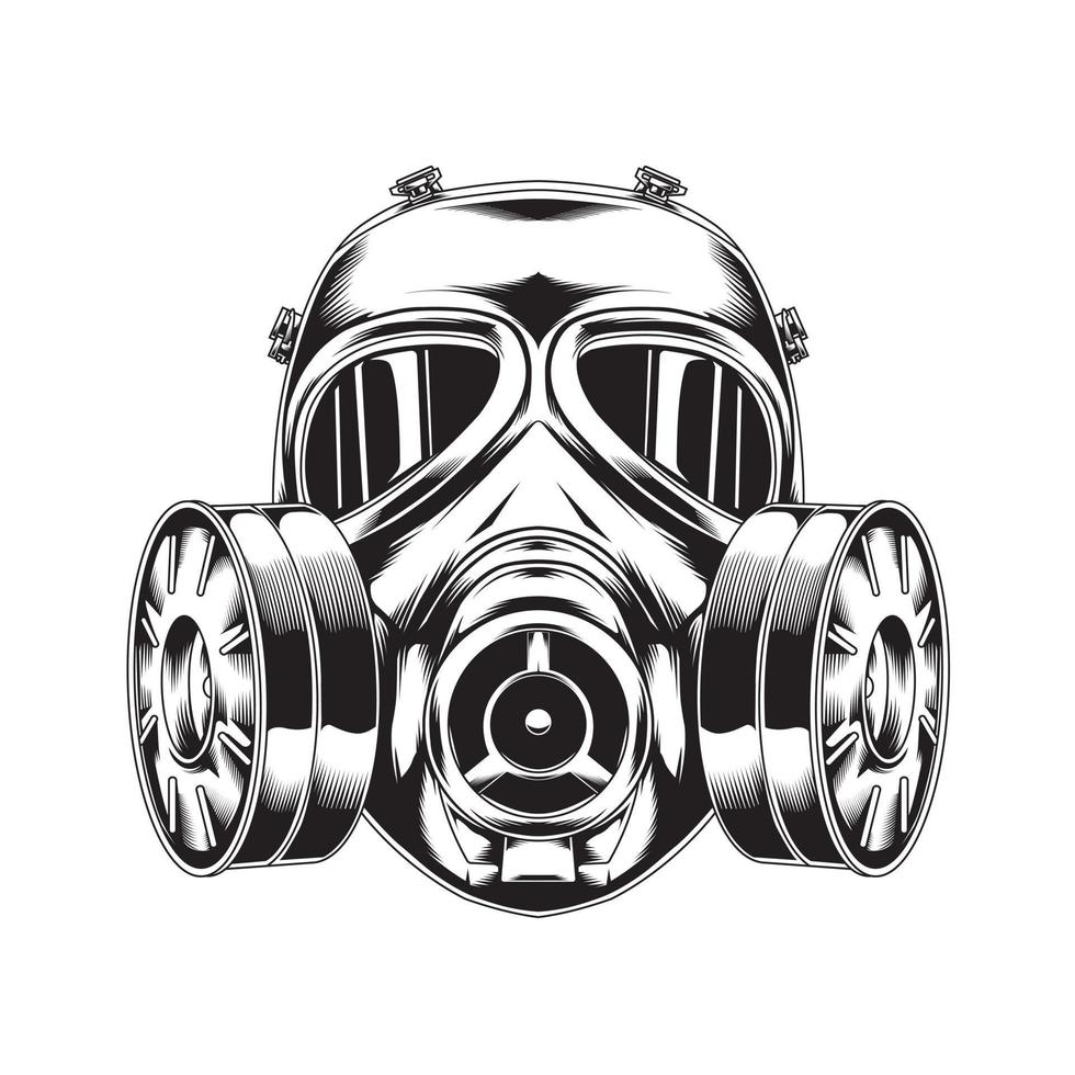 line art gas mask vector