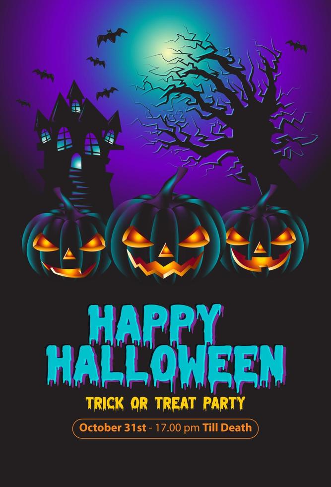 Halloween vector background design. with pumpkins element for spooky yard party celebration.