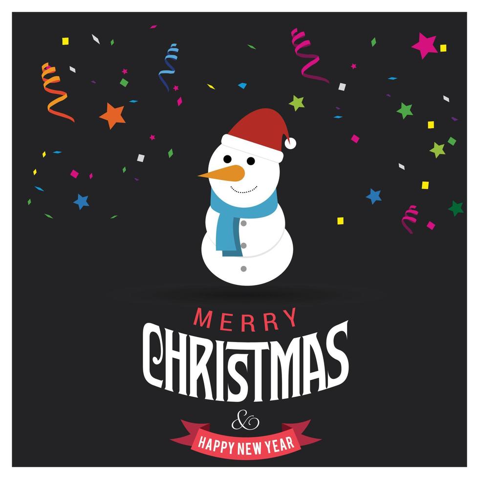 diseño de tarjeta de feliz navidad con tipografía creativa y vector de fondo oscuro