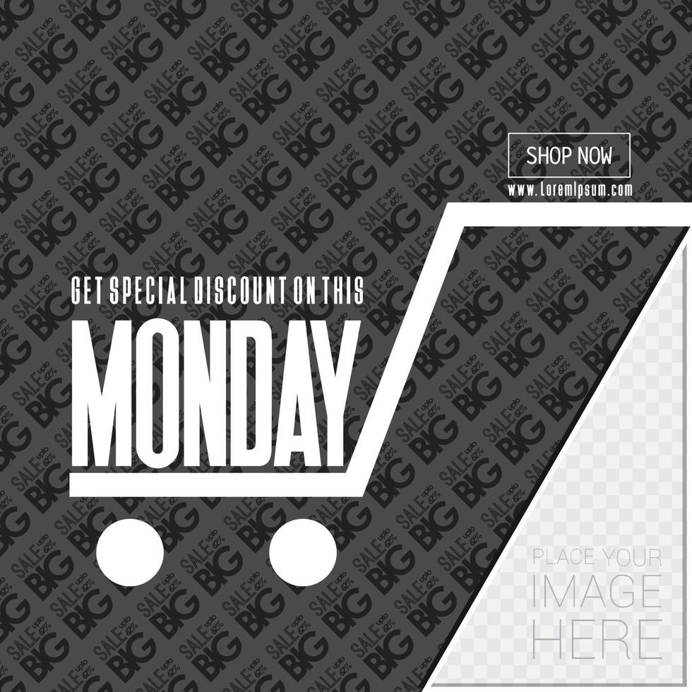 Cyber Monday sale card design vector