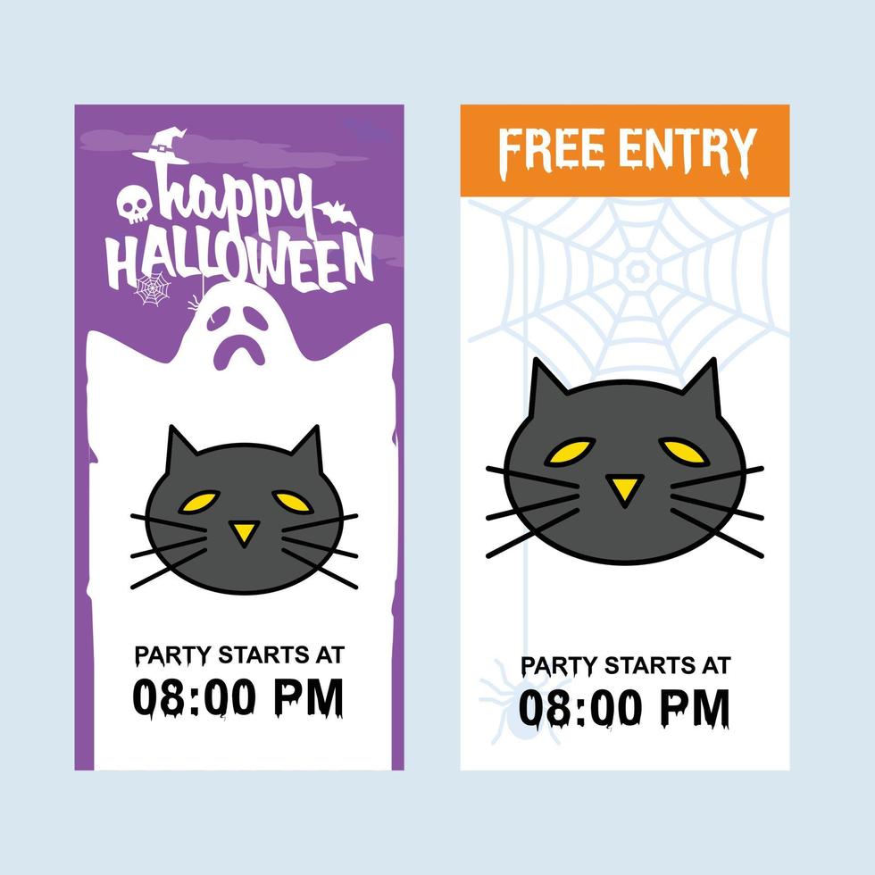 diseño de invitación de feliz halloween con vector de gato