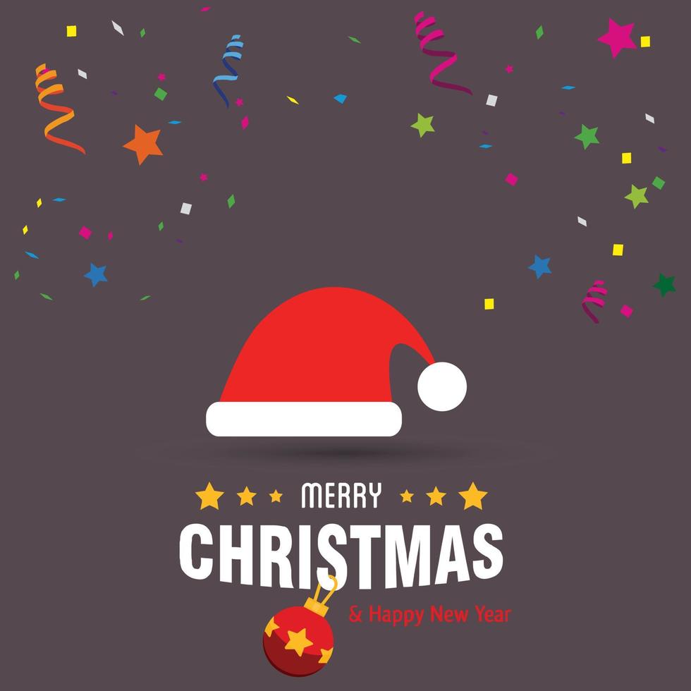 Merry Christmas card design with creative typography and dark background vector