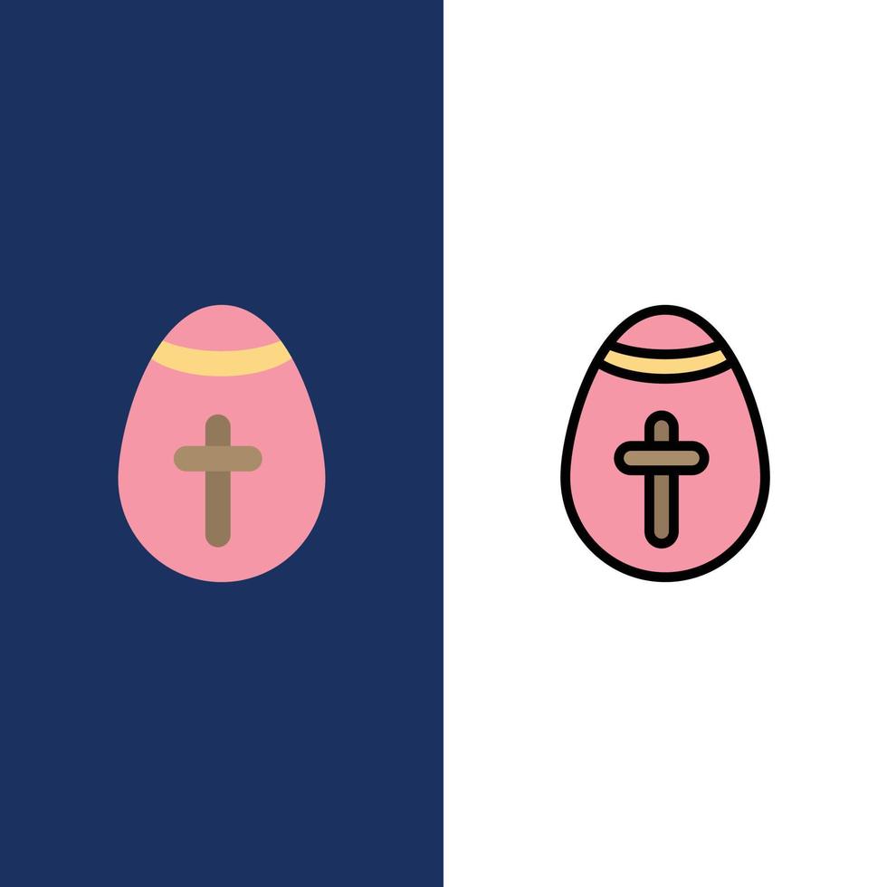 huevo de pascua huevo vacaciones vacaciones iconos planos y llenos de línea conjunto de iconos vector fondo azul