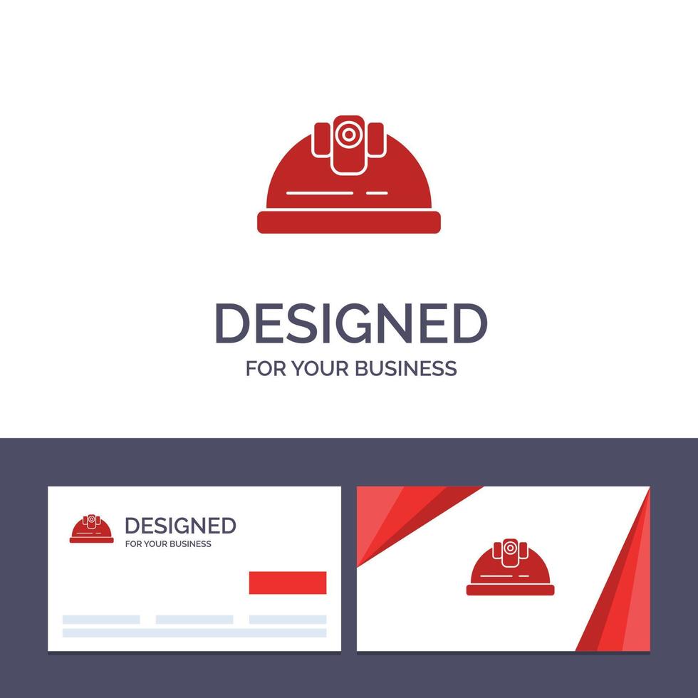 Creative Business Card and Logo template Helmet Engineer Building Construction Vector Illustration