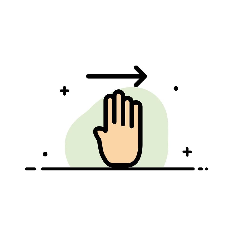 Finger Four Gesture Right  Business Flat Line Filled Icon Vector Banner Template