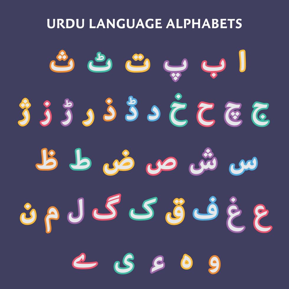 Urdu Alphabets design vector