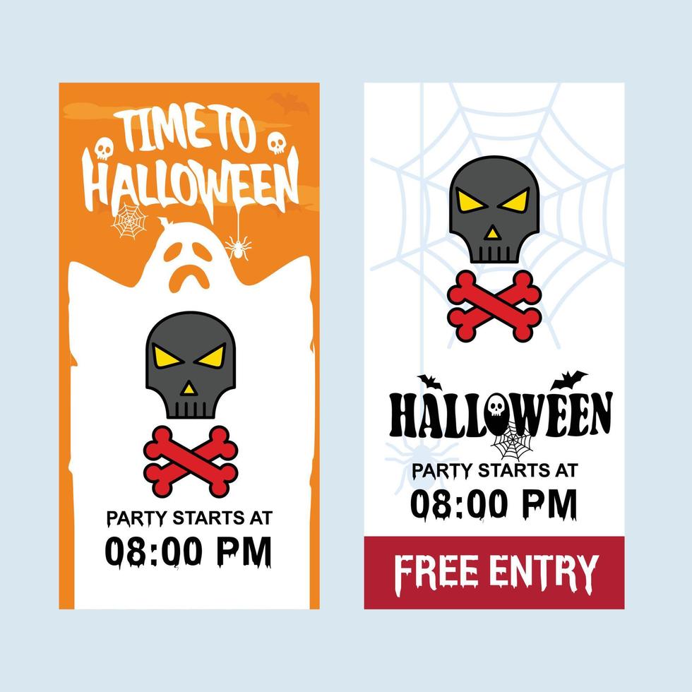 diseño de invitación de halloween feliz con vector de calavera