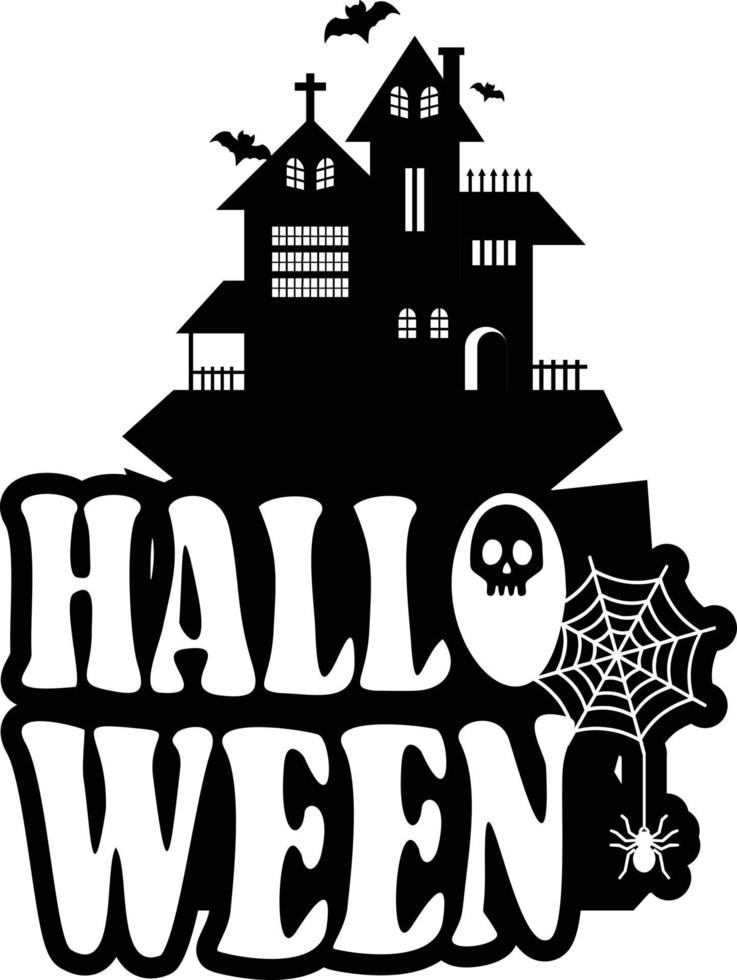 diseño de halloween con tipografía y vector de fondo blanco