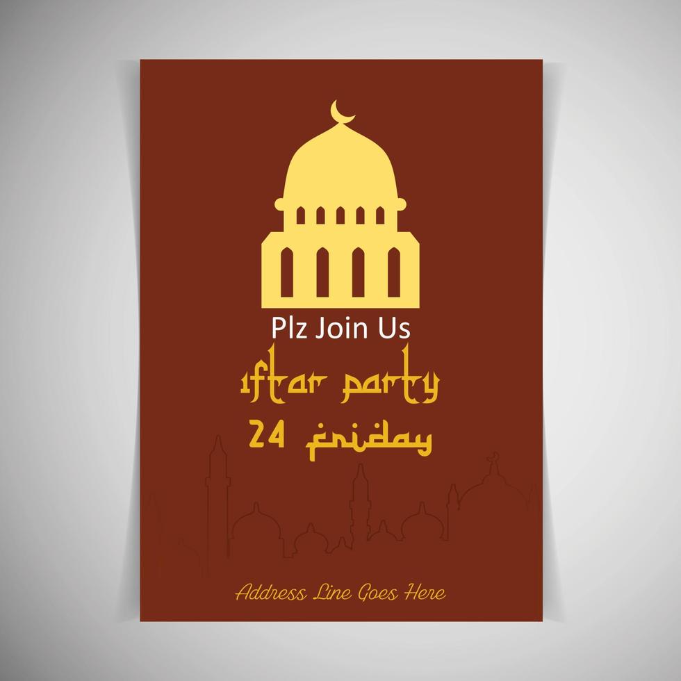 Iftar party invitation card design vector