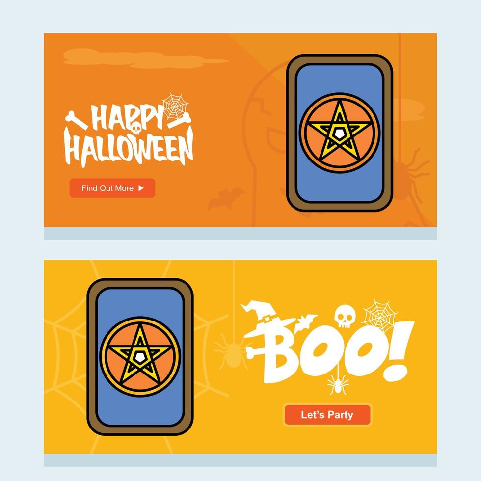 Happy Halloween invitation design with cards vector