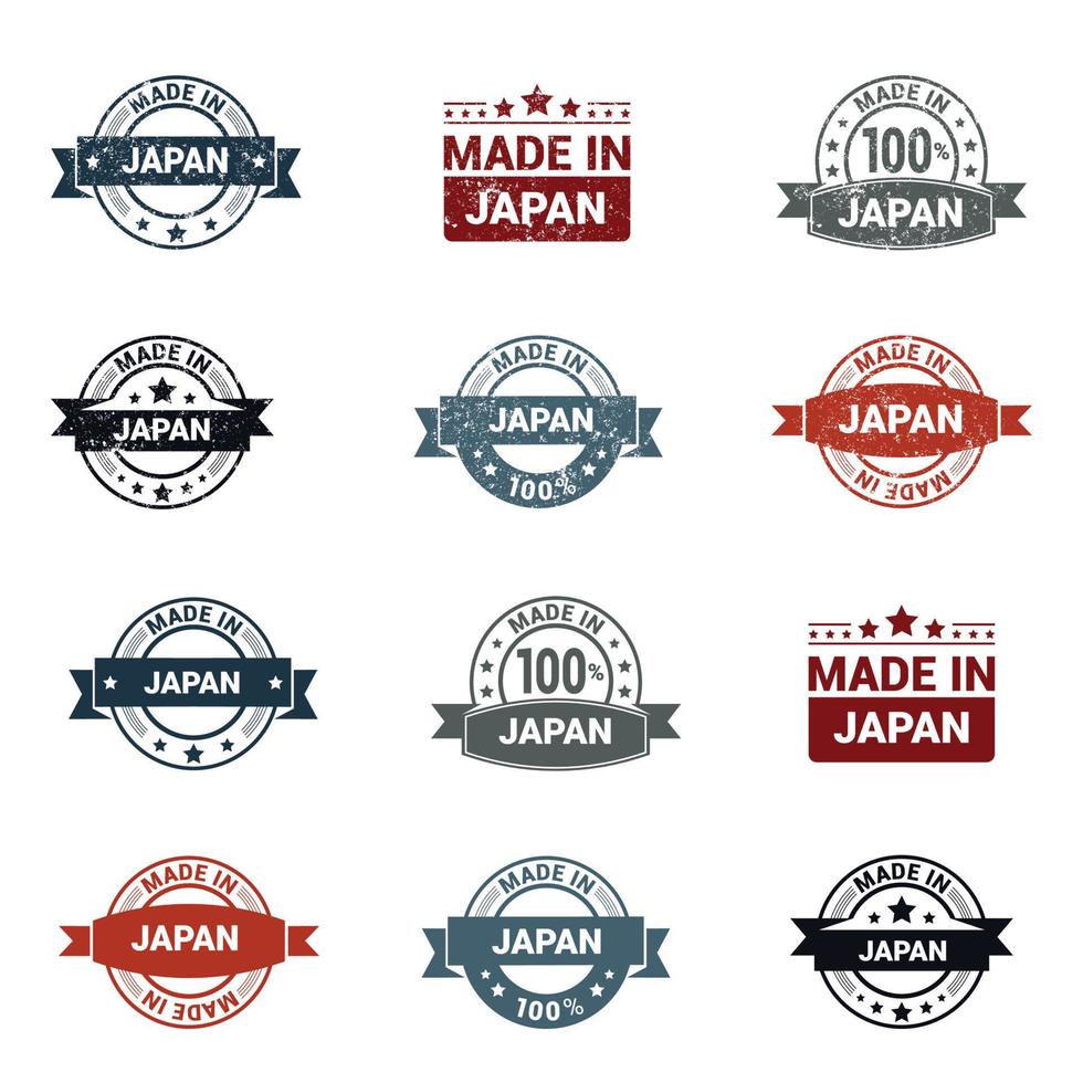 Japan stamp design set vector