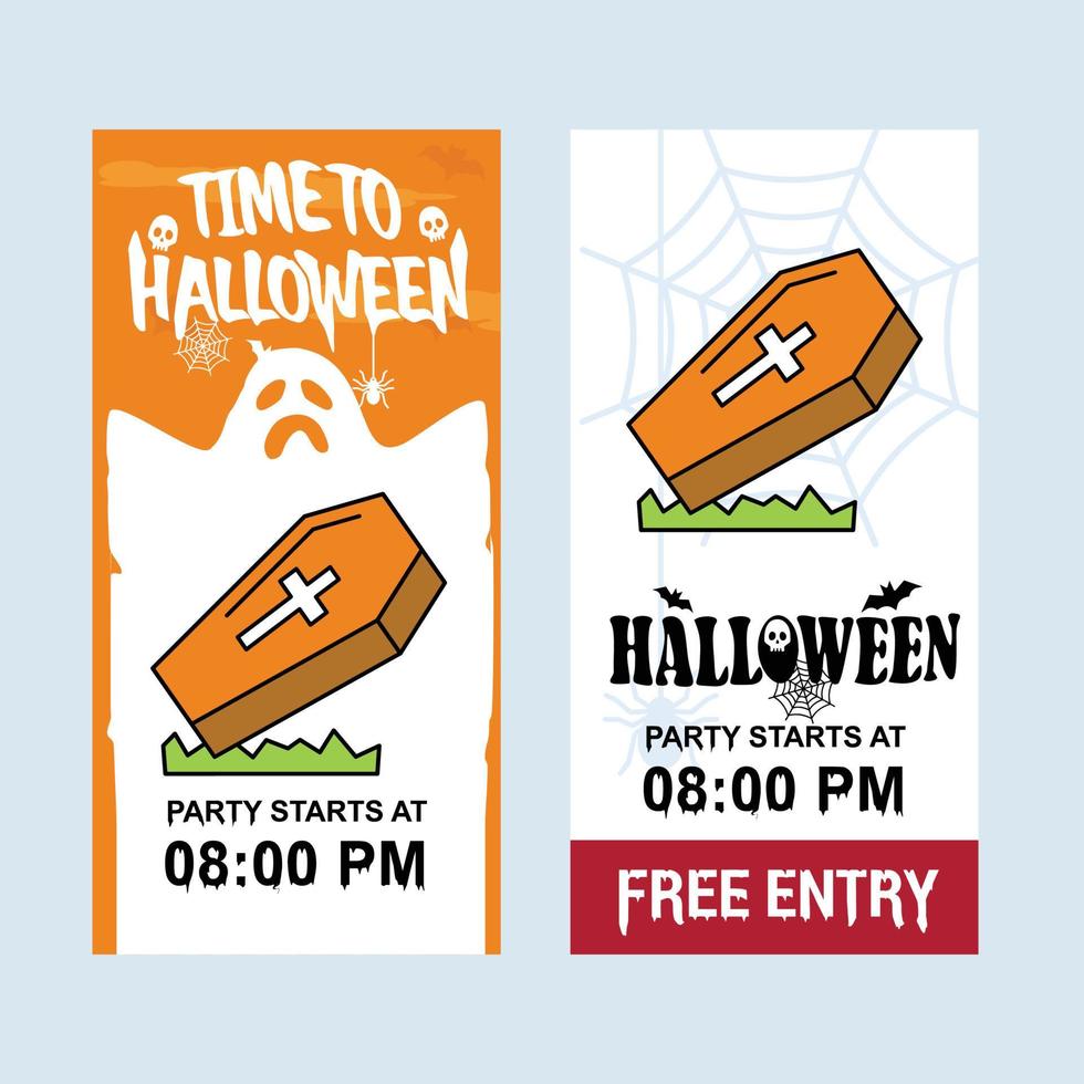 diseño de invitación de feliz halloween con vector de ataúdes