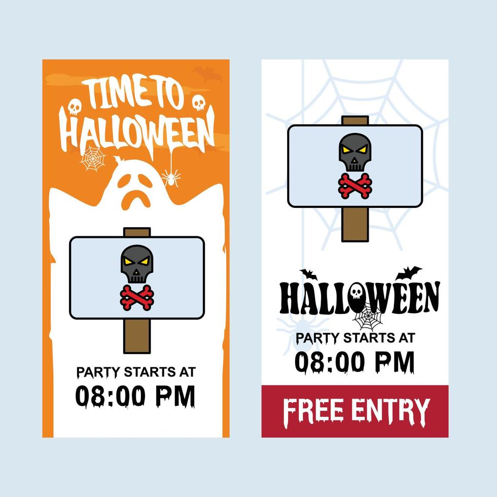 Happy Halloween invitation design with danger board vector