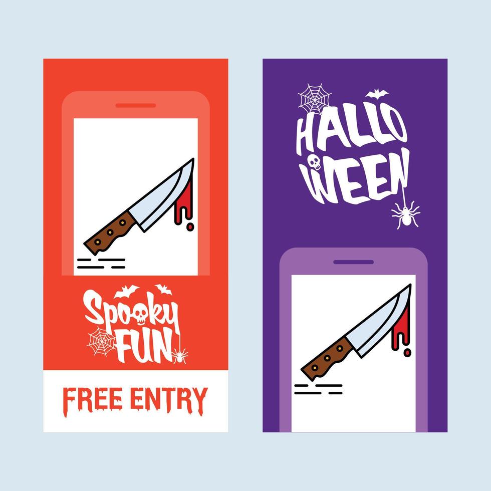 Happy Halloween invitation design with knife vector