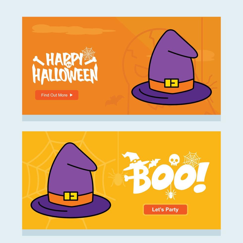 diseño de invitación de halloween feliz con vector de sombrero
