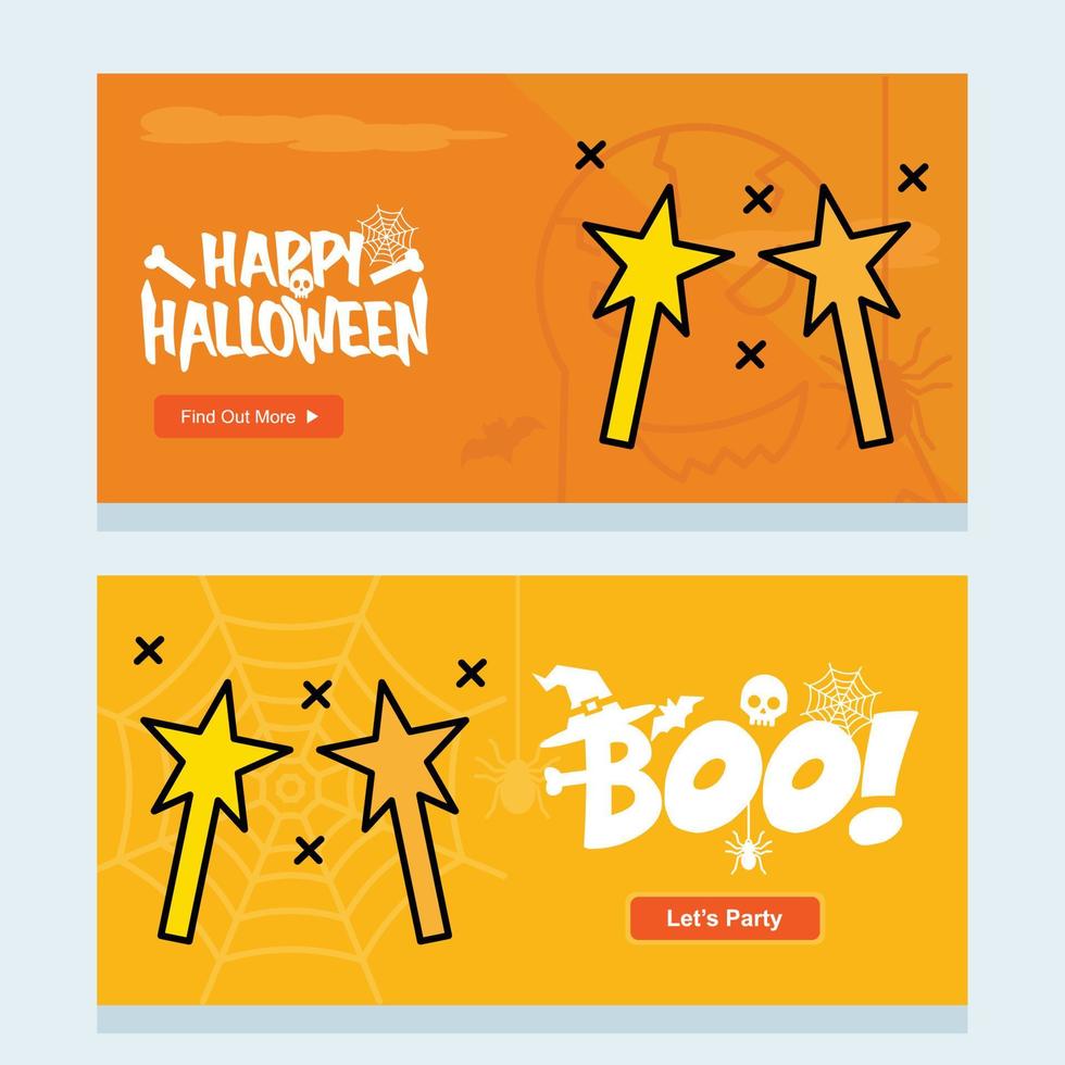 diseño de invitación de halloween feliz con vector de palo mágico