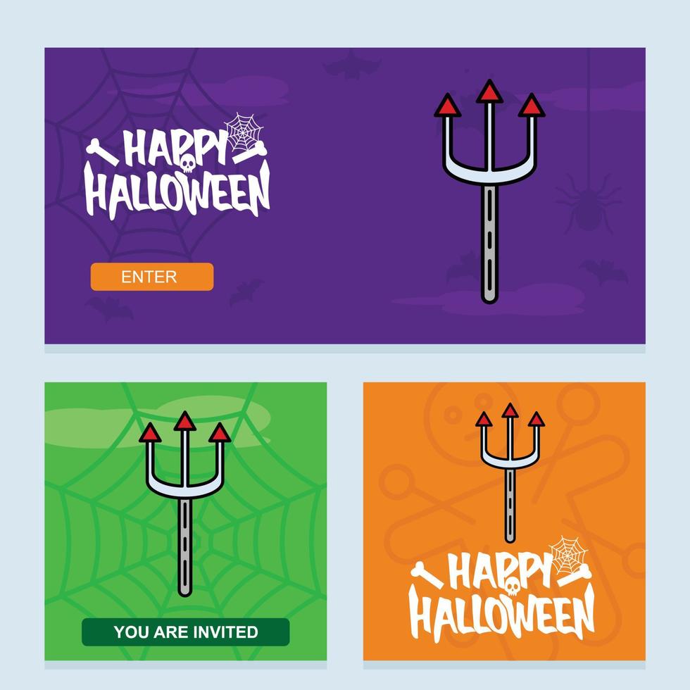 diseño de invitación de feliz halloween con vector tridente