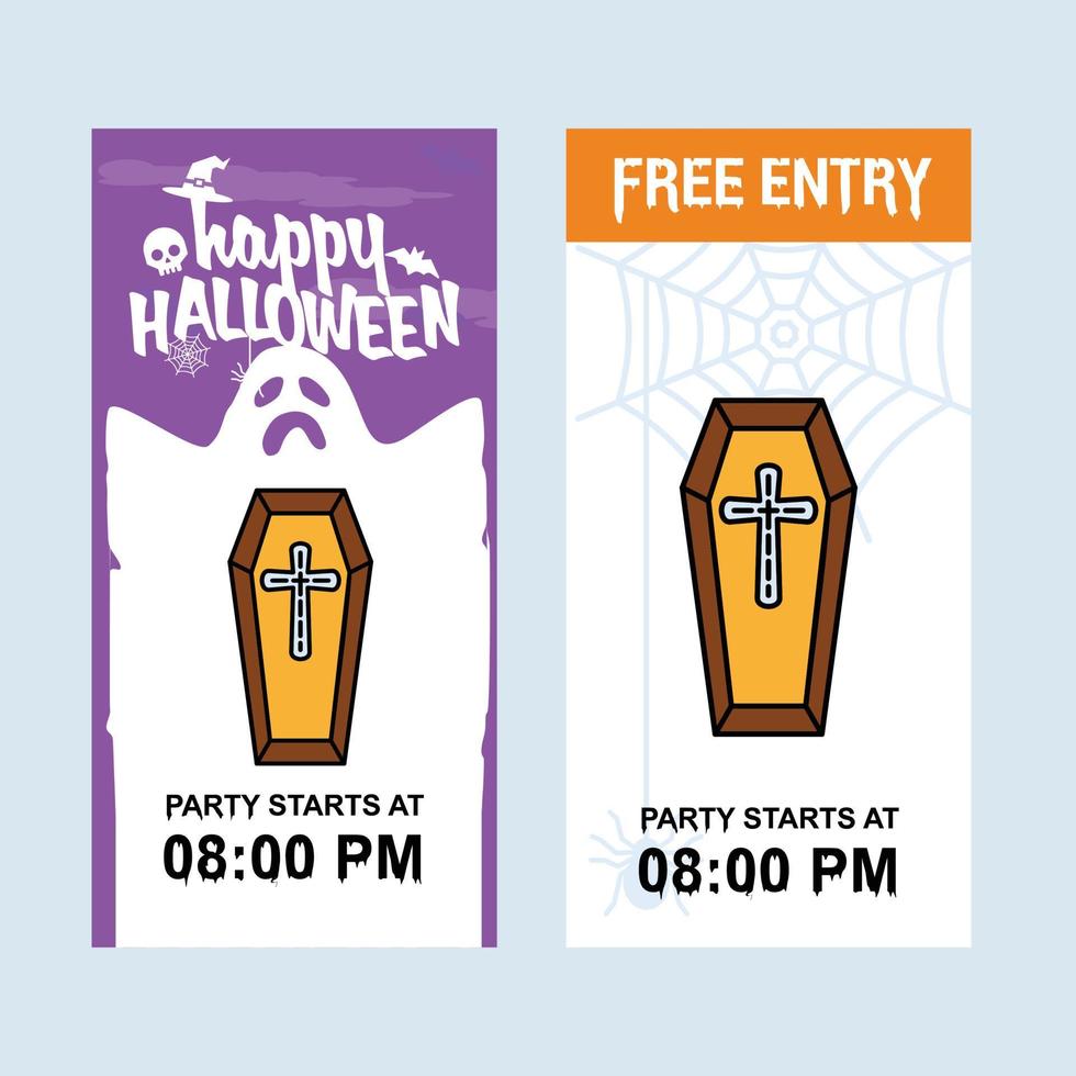 diseño de invitación de feliz halloween con vector de ataúdes