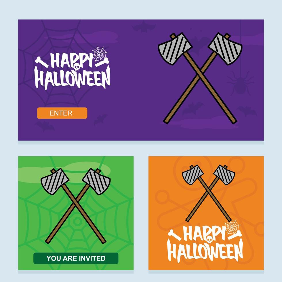Happy Halloween invitation design with axe vector