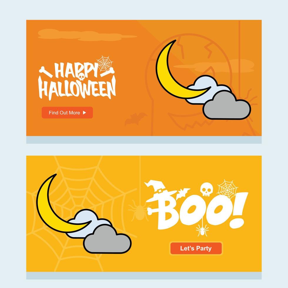 diseño de invitación de feliz halloween con vector de luna