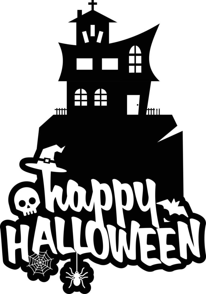 diseño de halloween con tipografía y vector de fondo blanco