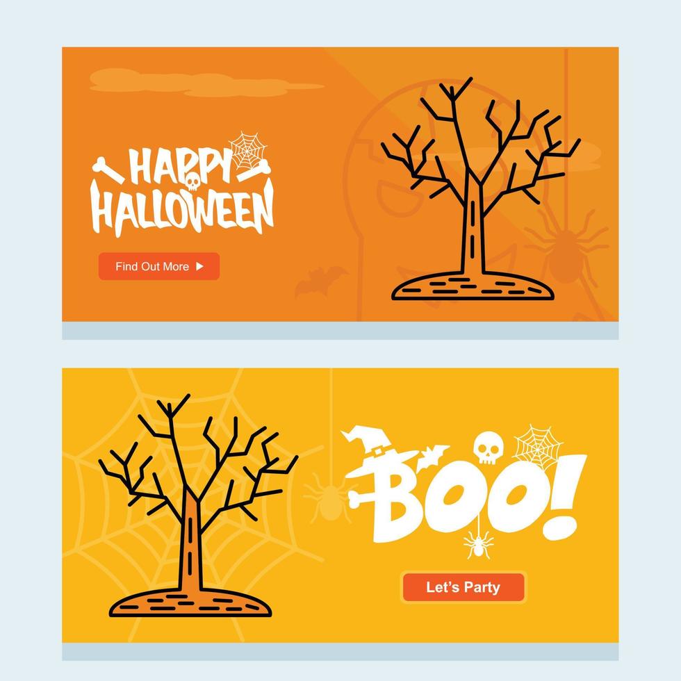 diseño de invitación de feliz halloween con vector de árbol