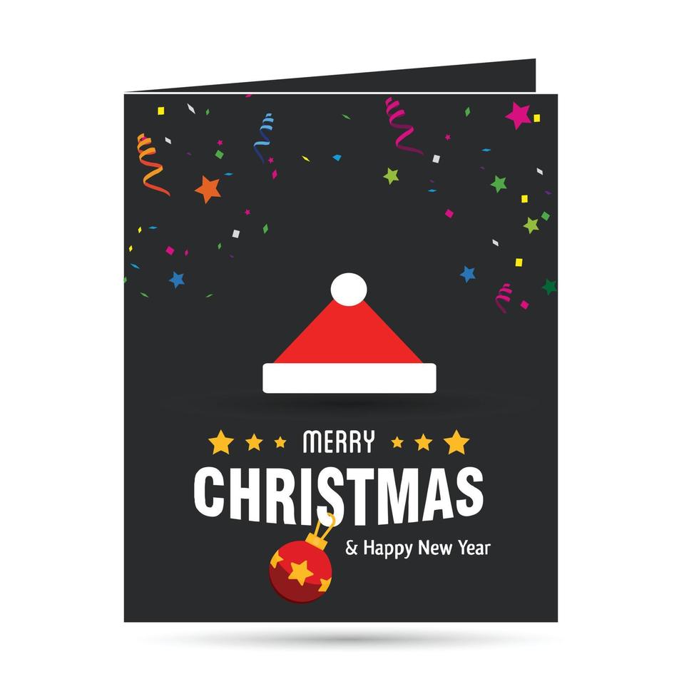 Merry Christmas card with dark background with creative design and typography vector