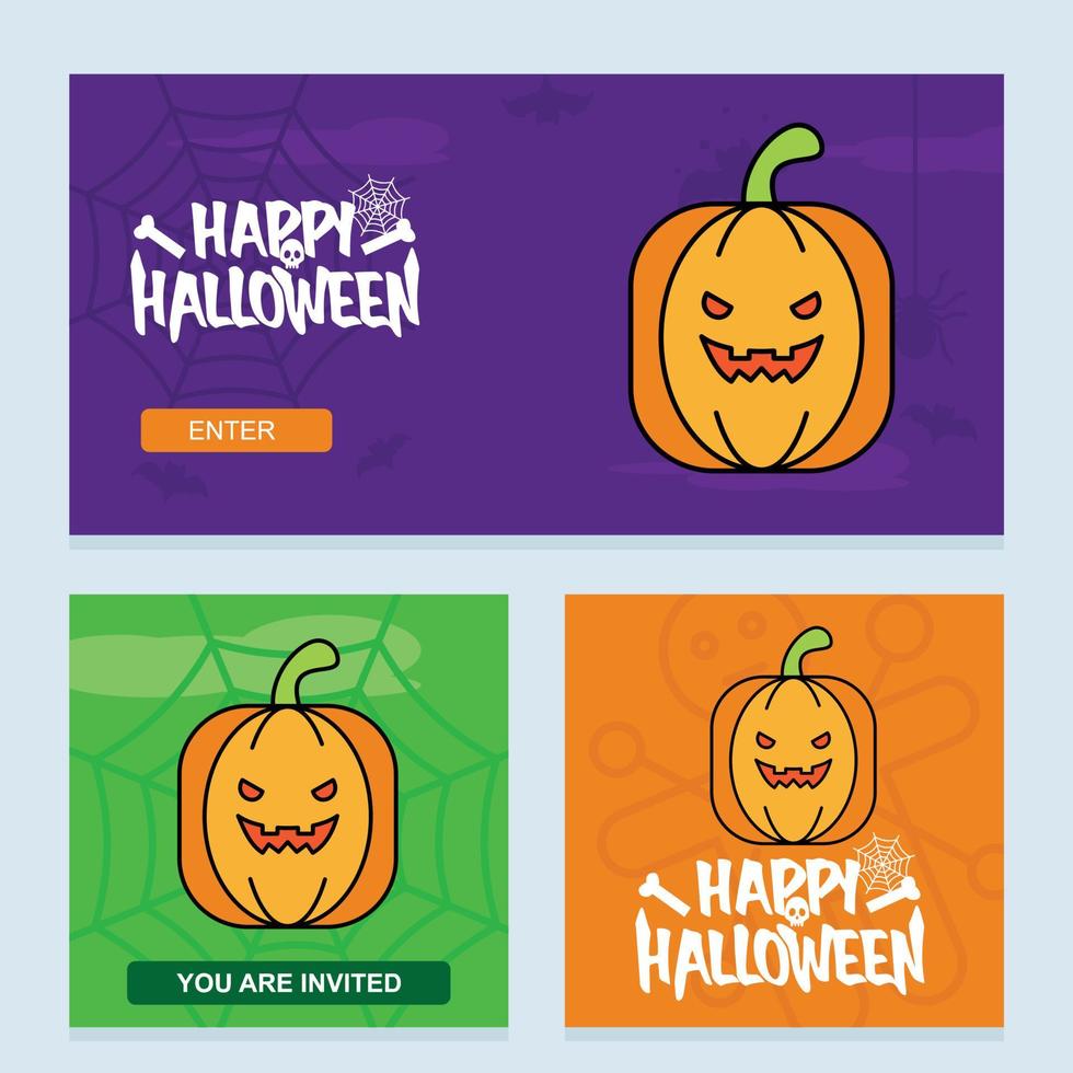 diseño de invitación de halloween feliz con vector de calabaza