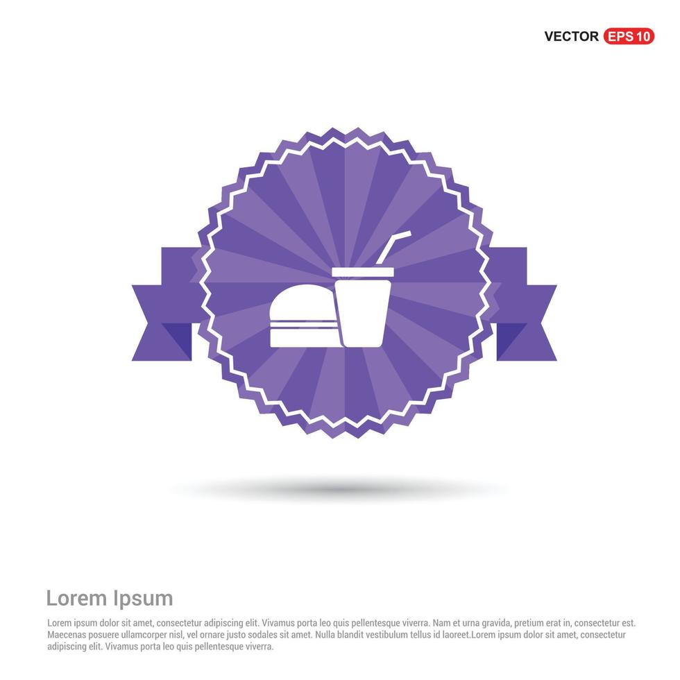 Fast food burger and drink icon - Purple Ribbon banner vector