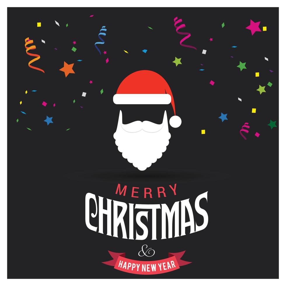 Merry Christmas card design with creative typography and dark background vector