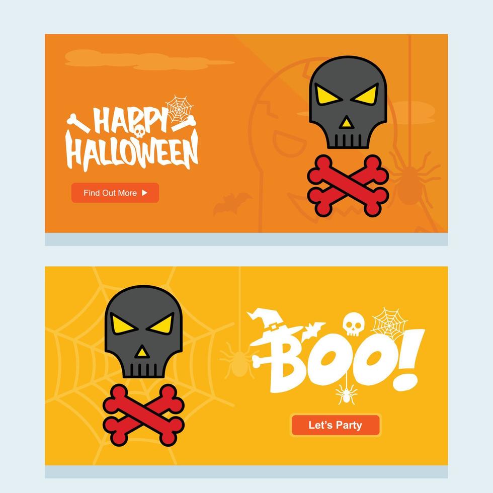 Happy Halloween invitation design with skull vector