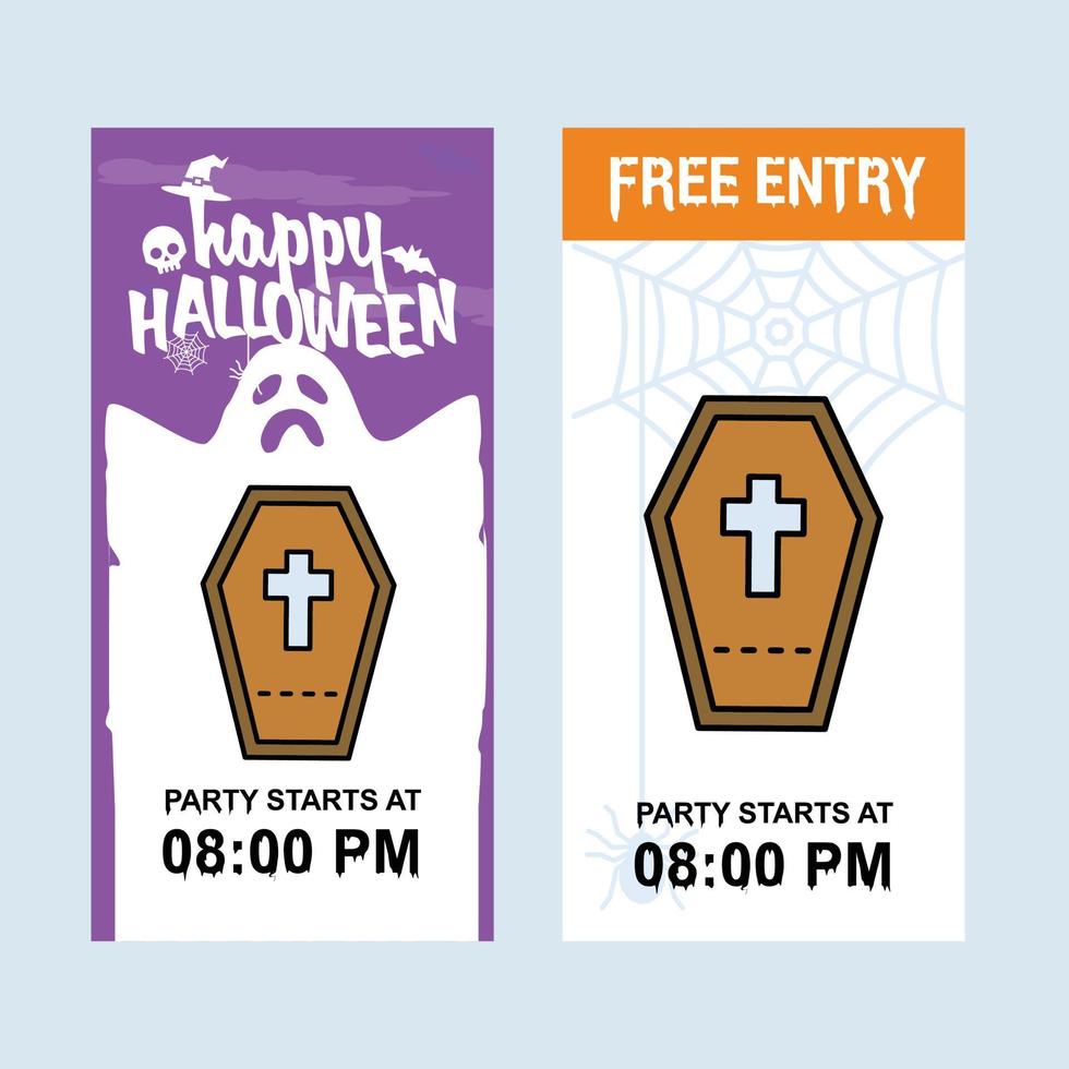 diseño de invitación de feliz halloween con vector de ataúdes