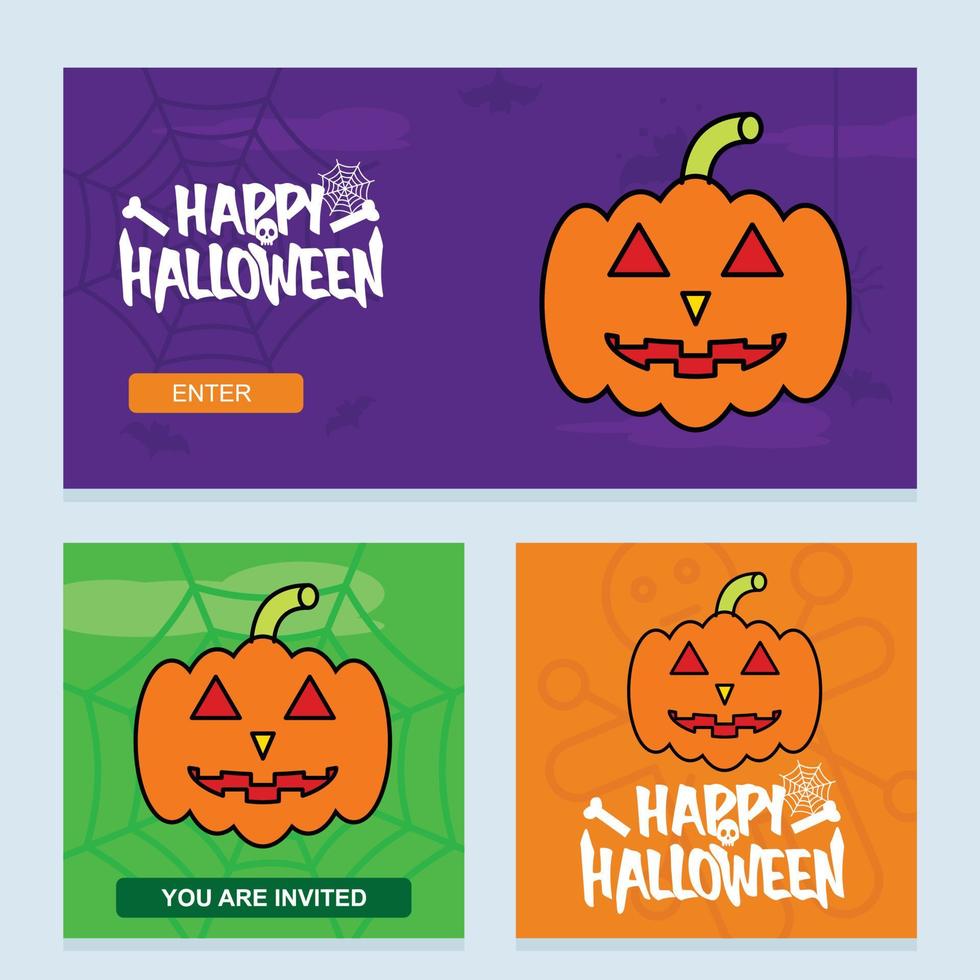 diseño de invitación de halloween feliz con vector de calabaza