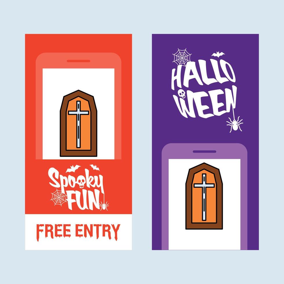 Happy Halloween invitation design with coffins vector