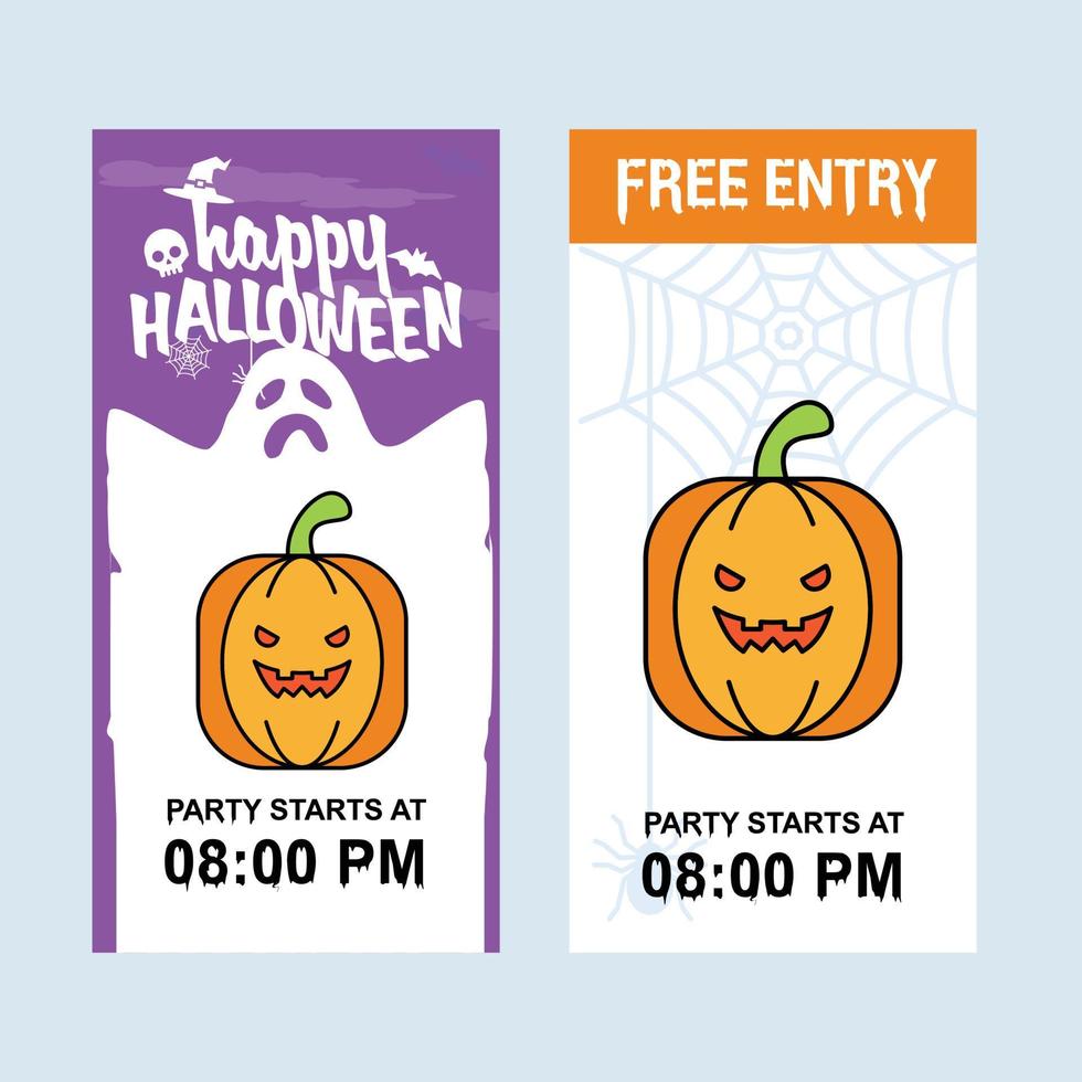 diseño de invitación de halloween feliz con vector de calabaza