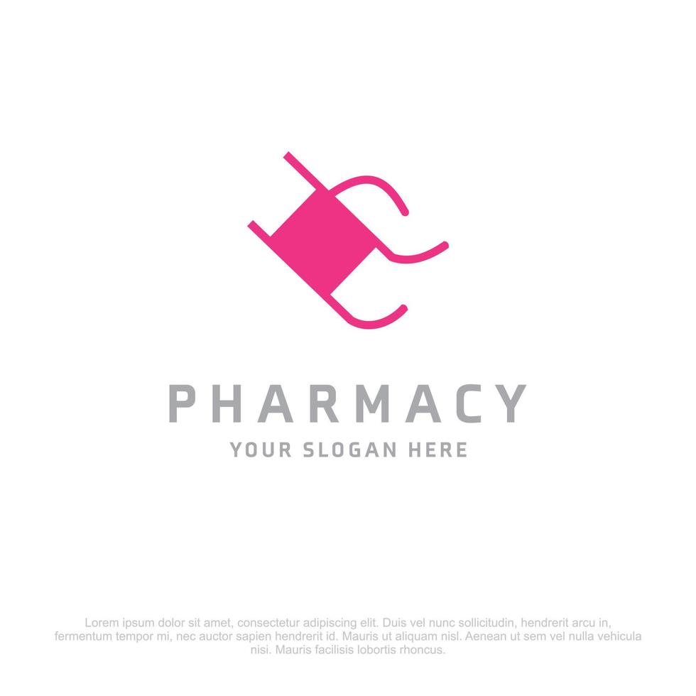 logotipo de farmacia con diseño creativo con fondo blanco y tipografía vector