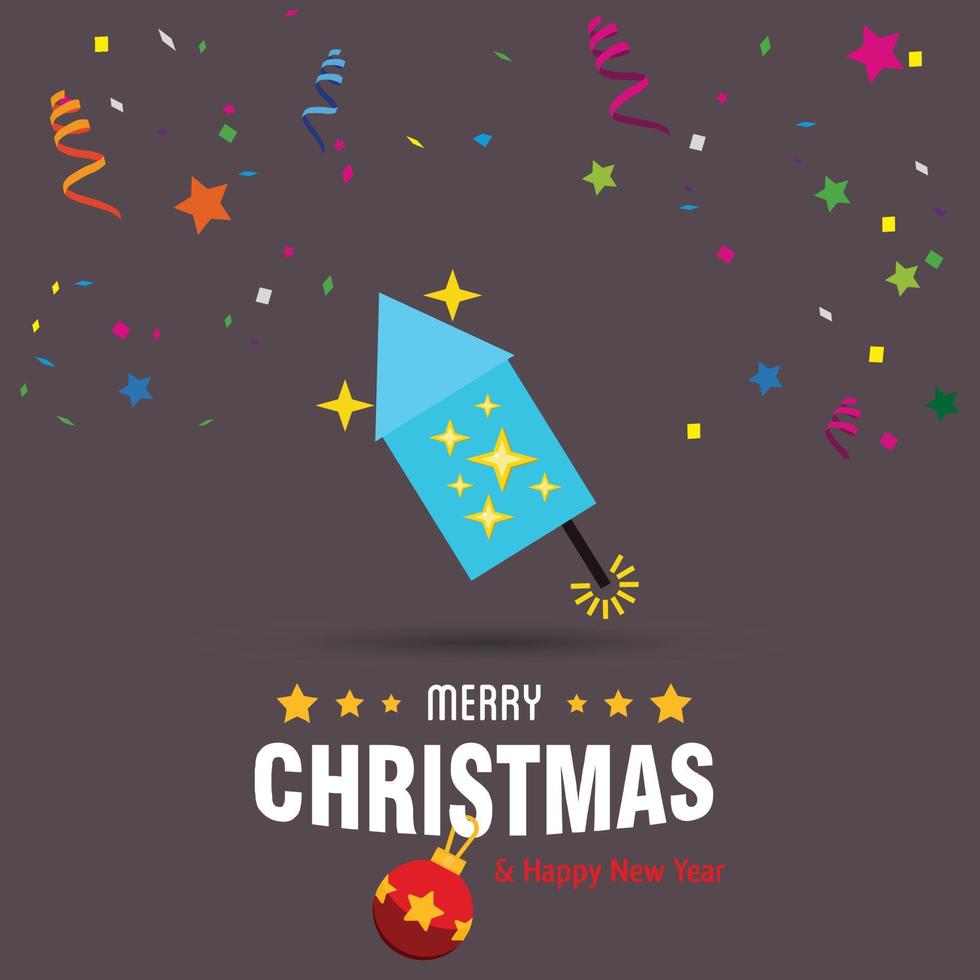 Merry Christmas card design with creative typography and dark background vector